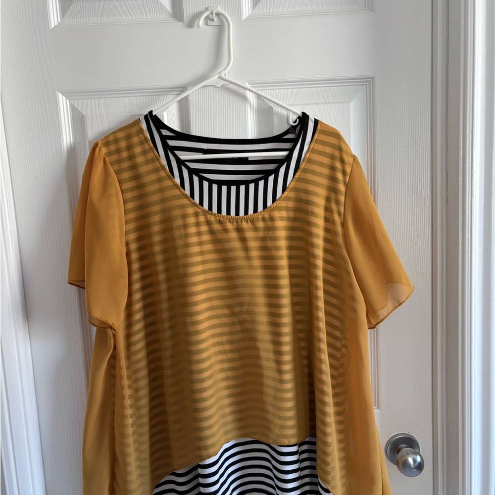 Striped Yellow and Black Women's Top